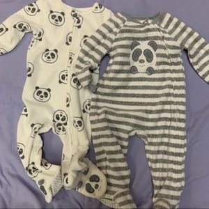2 pack fleece footed panda 🐼 pajamas NWOT
